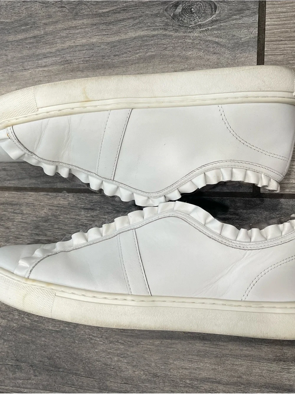 kate spade White Ruffle-Edge Slip-On Sneakers